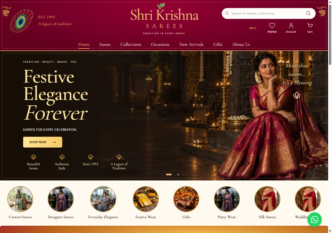 Screenshot of Shri Krishna Sarees (sksshopping.com)